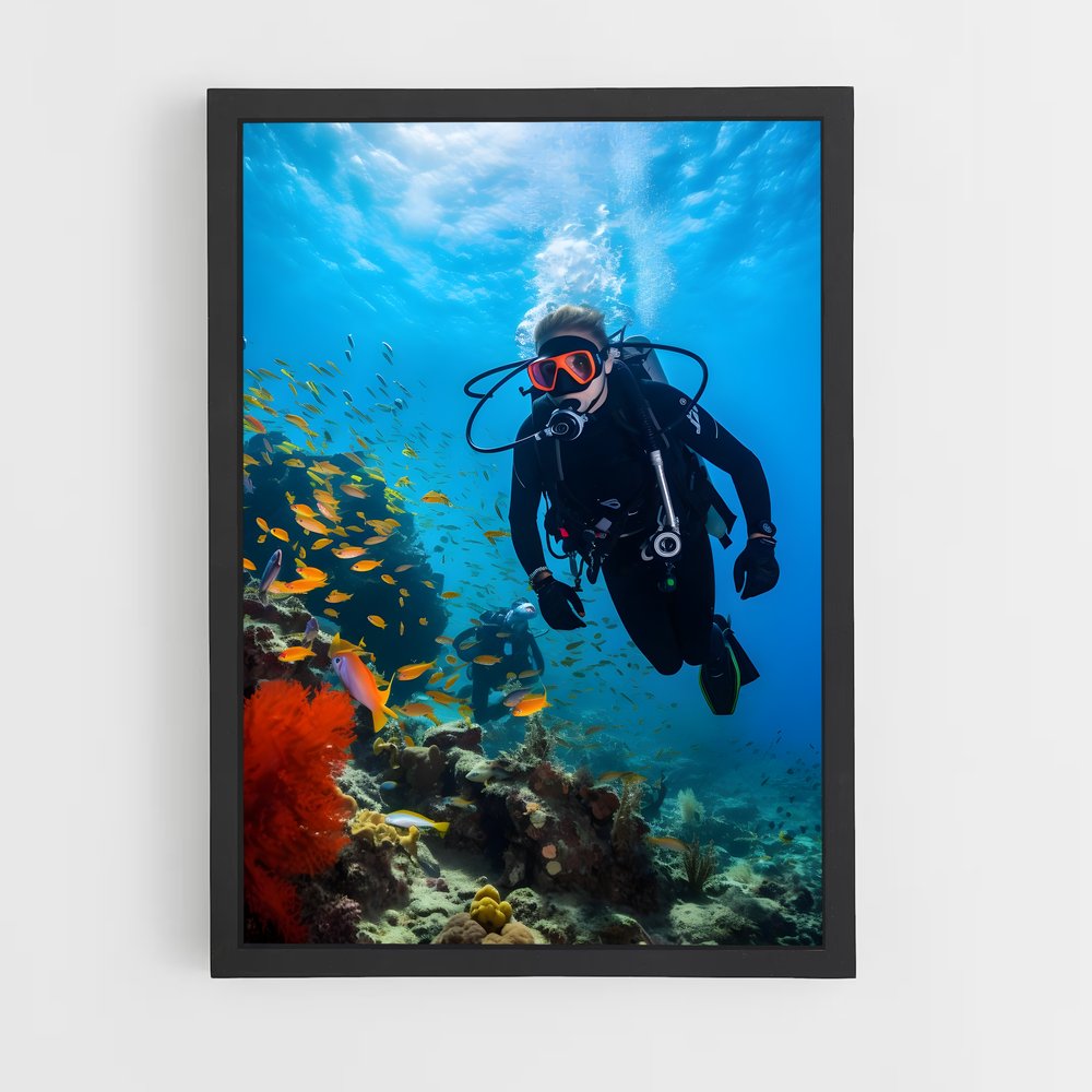 Poster Plongée Colorée – affiche Plongeon depuis une plateforme (vue 2)